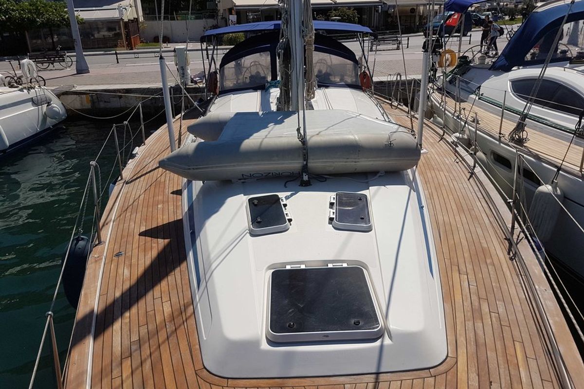Deck of Kyknos, a Bavaria 50 sailboat at Volos Municipality, Greece