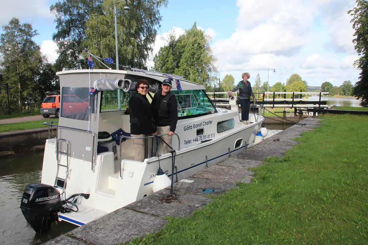 Exterior view of Liv, a Delphia Yachts Delphia Escape 800 motorboat at Motala, Sweden