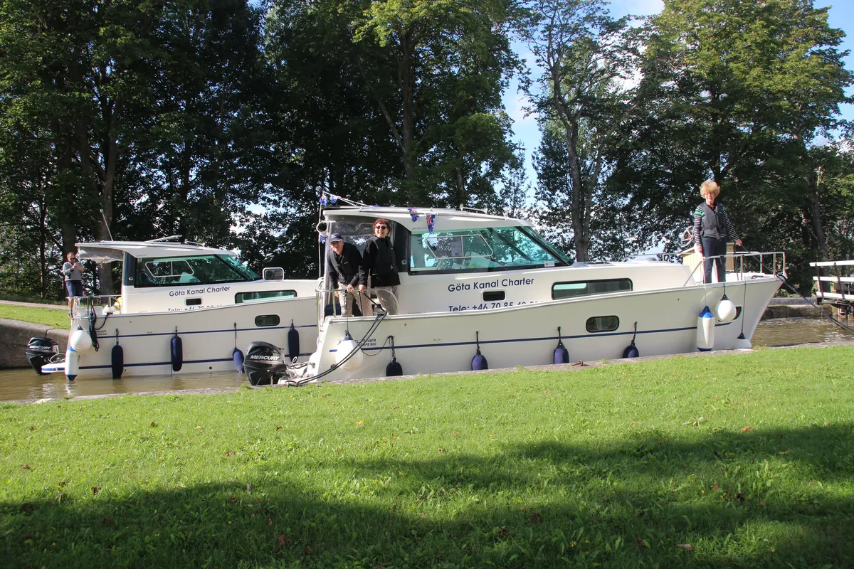 Exterior view of Liv, a Delphia Yachts Delphia Escape 800 motorboat at Motala, Sweden