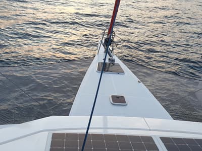 Deck of Sardinia, a NEEL 43 sailboat at U Pàize/Carloforte, Italy