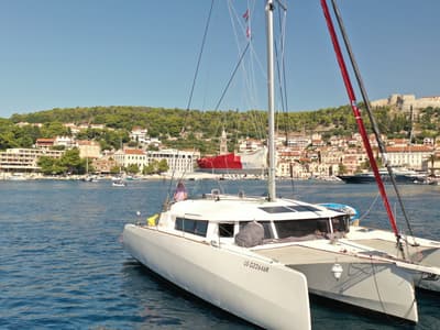 Exterior view of Sardinia, a NEEL 43 sailboat at U Pàize/Carloforte, Italy