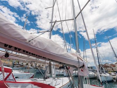 Deck of Argo, a Beneteau Oceanis 35.1 sailboat at Split, Croatia