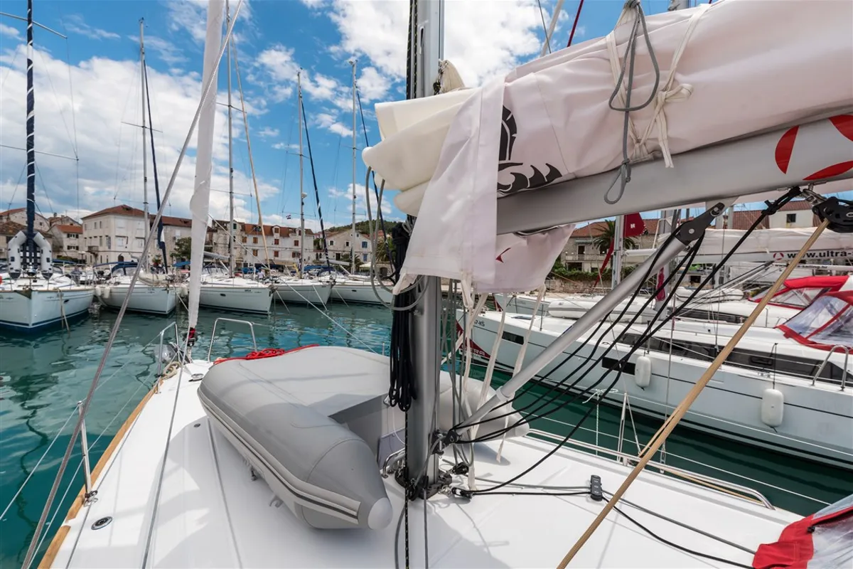 Deck of Argo, a Beneteau Oceanis 35.1 sailboat at Split, Croatia