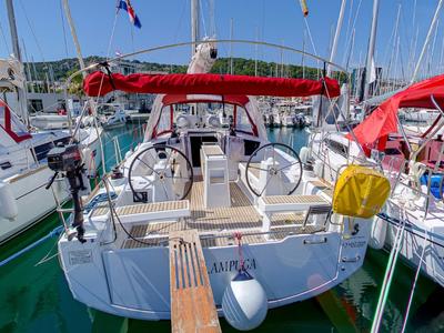 Cockpit of Argo, a Beneteau Oceanis 35.1 sailboat at Split, Croatia