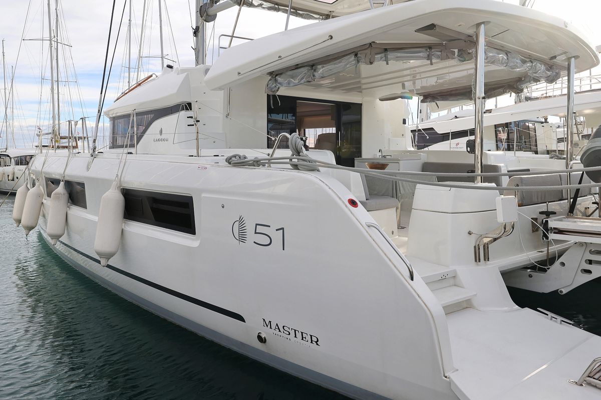 Exterior view of ZARATHUSTRA, a Lagoon 51 catamaran at Općina Sukošan, Croatia