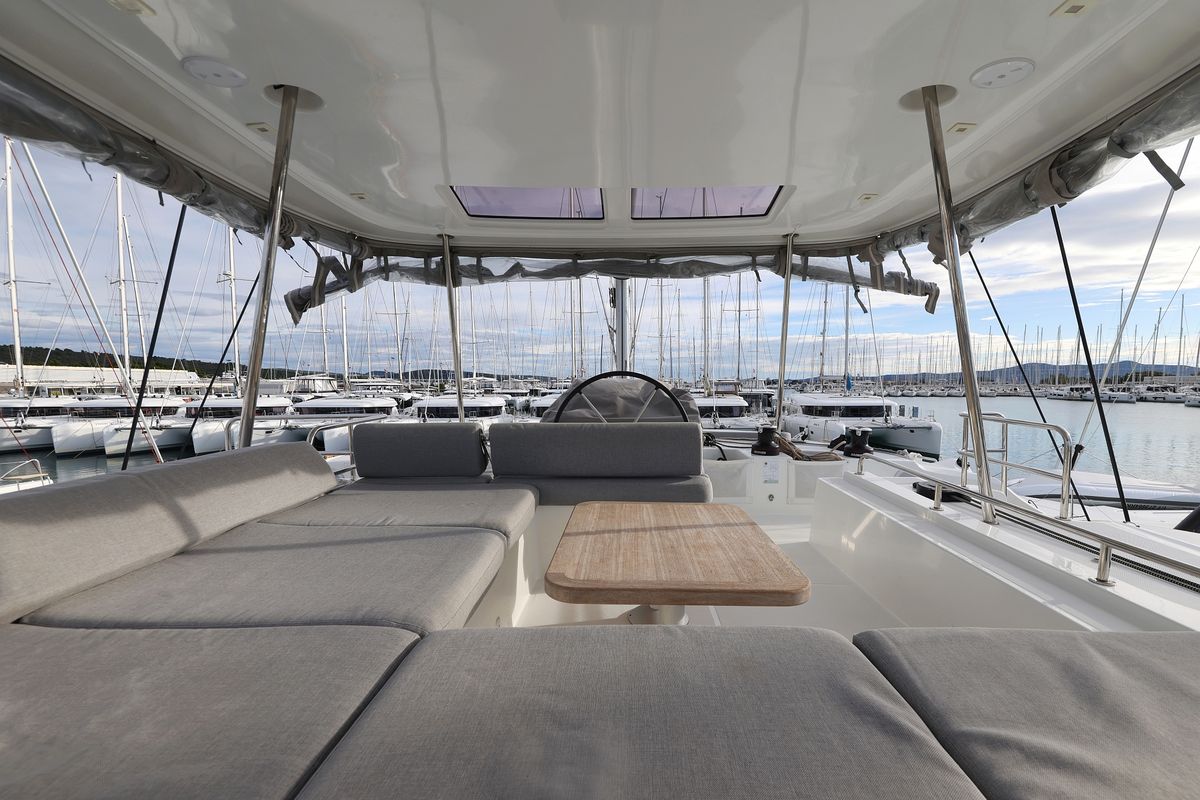 Cockpit of ZARATHUSTRA, a Lagoon 51 catamaran at Općina Sukošan, Croatia