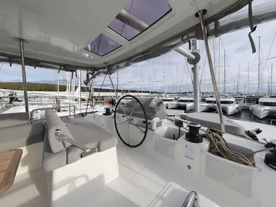 Cockpit of ZARATHUSTRA, a Lagoon 51 catamaran at Općina Sukošan, Croatia