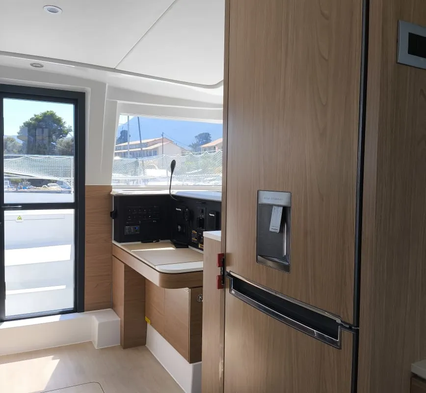 Salon of My Santa Irini, a Bali 4.2 catamaran at Municipal Unit of Ellomenos, Greece