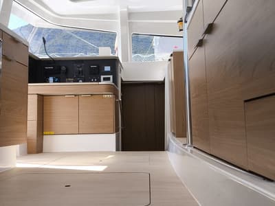 Salon of My Santa Irini, a Bali 4.2 catamaran at Municipal Unit of Ellomenos, Greece