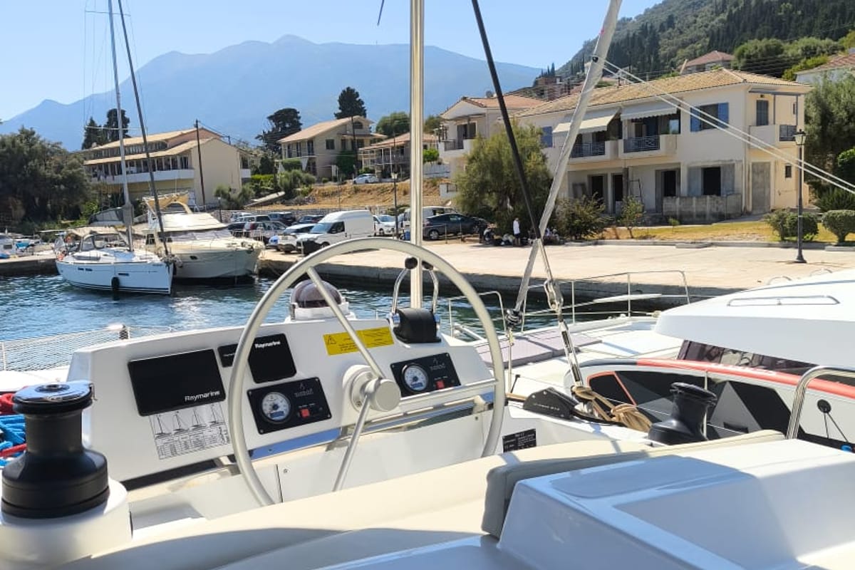 Galley of My Santa Irini, a Bali 4.2 catamaran at Municipal Unit of Ellomenos, Greece