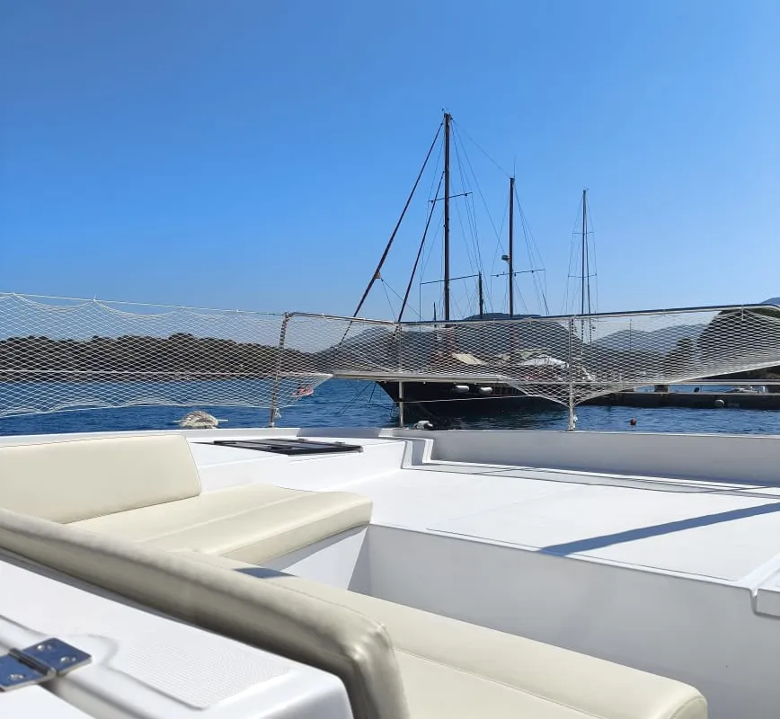 Deck of My Santa Irini, a Bali 4.2 catamaran at Municipal Unit of Ellomenos, Greece