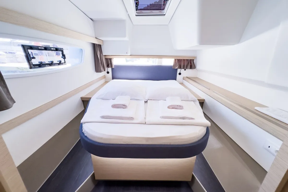 Portofino, a Fountaine Pajot Isla 40 catamaran at Fethiye, Turkey