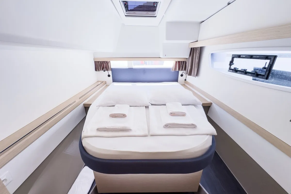 Portofino, a Fountaine Pajot Isla 40 catamaran at Fethiye, Turkey