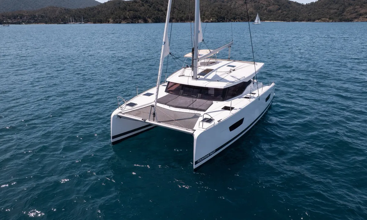 Portofino, a Fountaine Pajot Isla 40 catamaran at Fethiye, Turkey