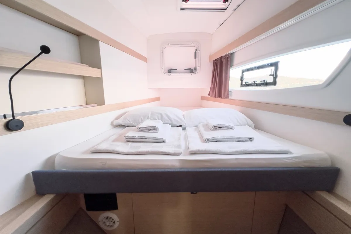 Portofino, a Fountaine Pajot Isla 40 catamaran at Fethiye, Turkey
