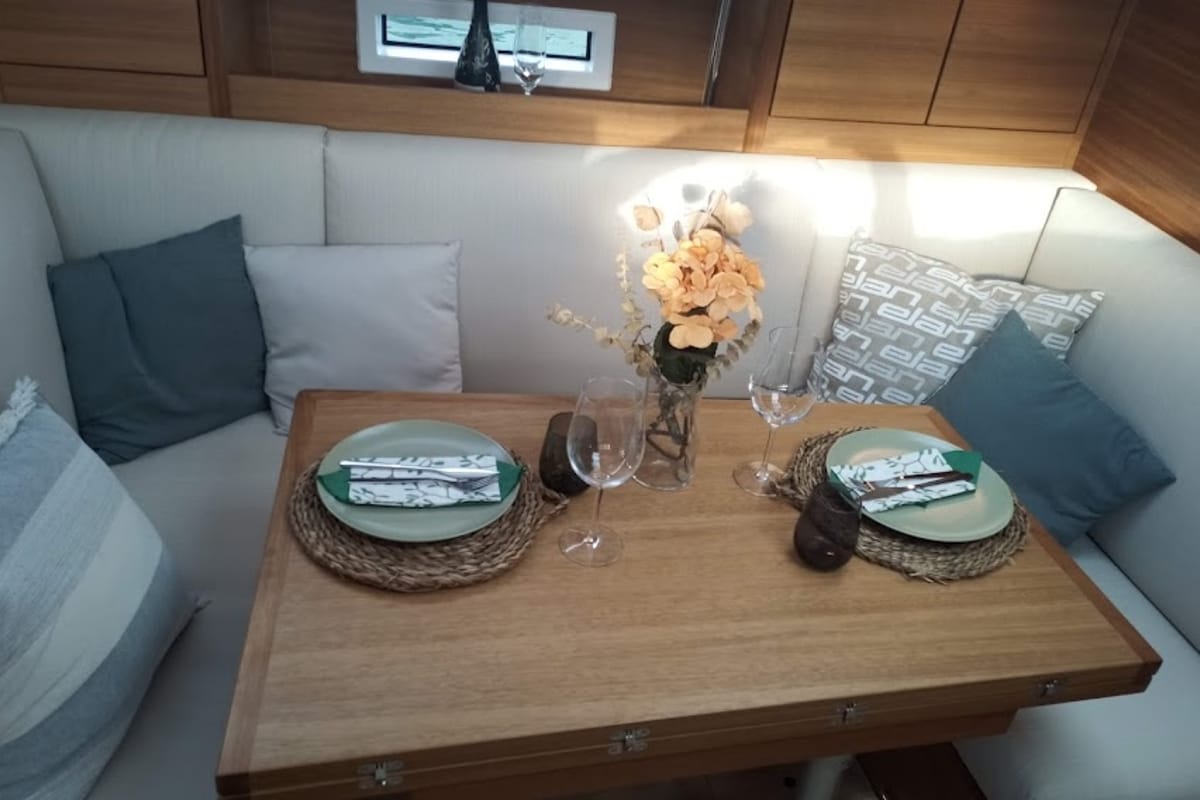 Salon of Negroni, a Elan 40.1 sailboat at Ibiza, Spain