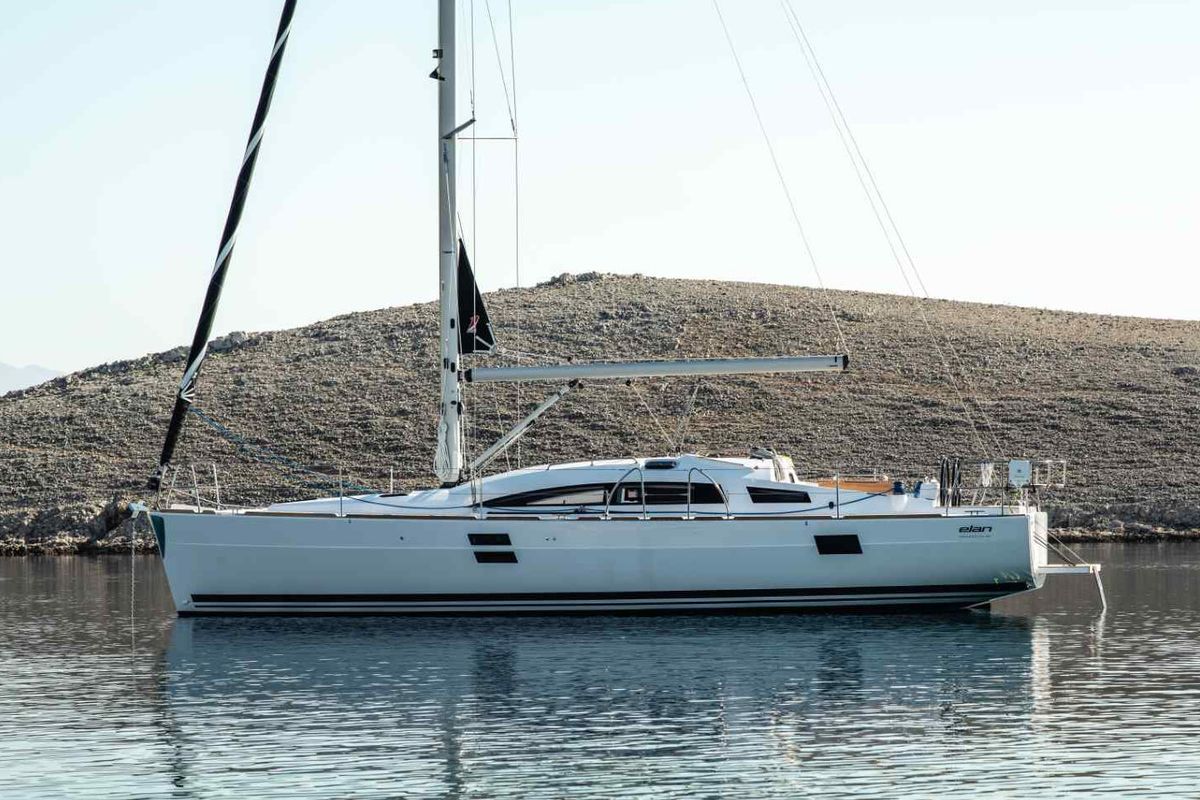 Exterior view of Negroni, a Elan 40.1 sailboat at Ibiza, Spain