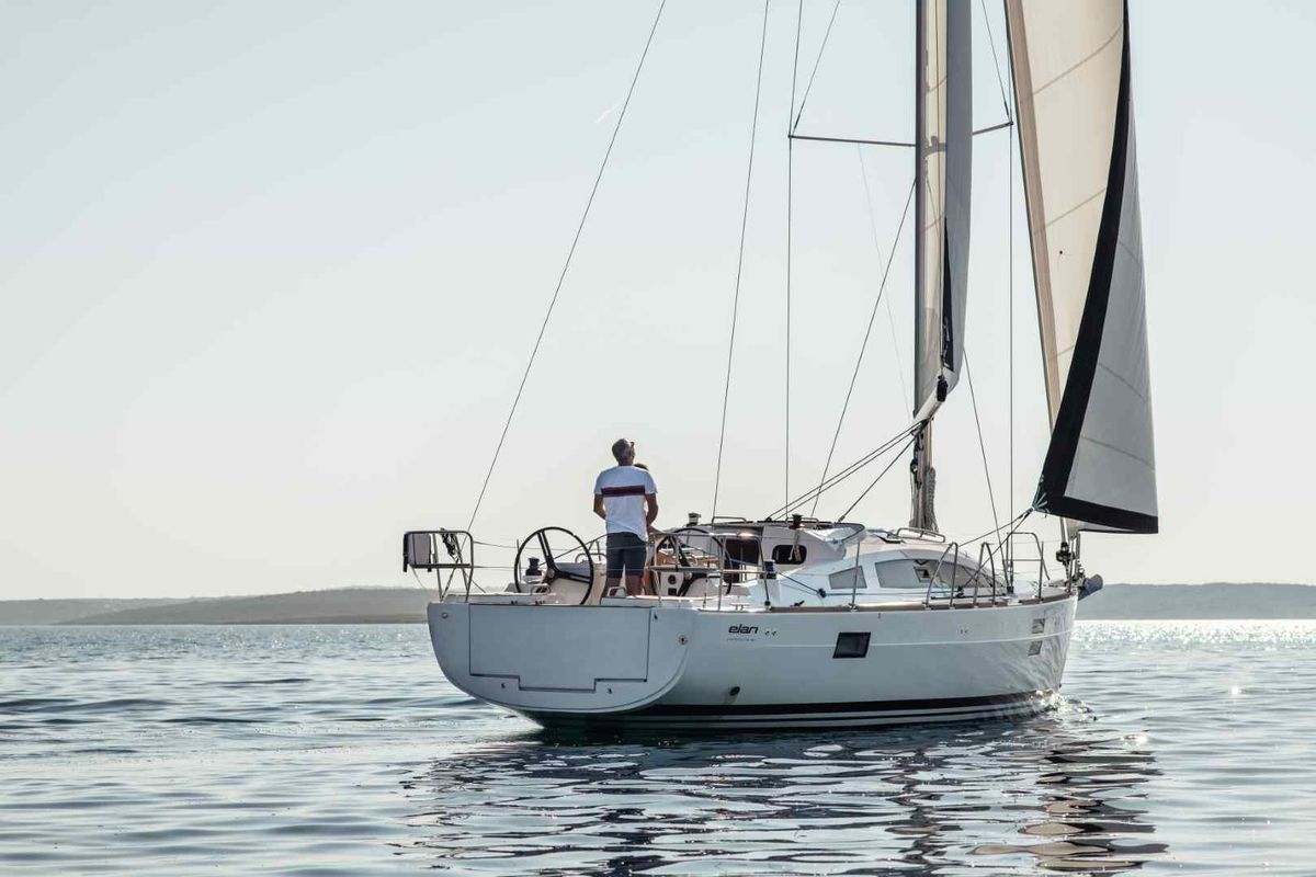 Exterior view of Negroni, a Elan 40.1 sailboat at Ibiza, Spain