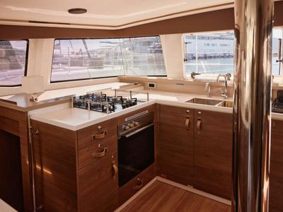 Galley of Ediba Libra, a Bali 4.4 catamaran at Marmaris, Turkey