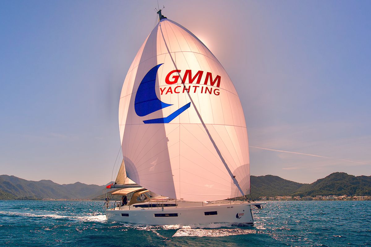 Exterior view of Sail Me, a Jeanneau Sun Odyssey 410 sailboat at Marmaris, Turkey