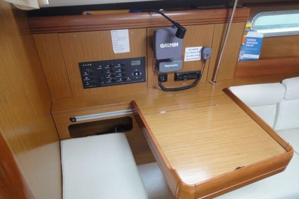 Salon of Celeste, a Jeanneau Sun Odyssey 36i sailboat at Lavreotiki Municipal Unit, Greece