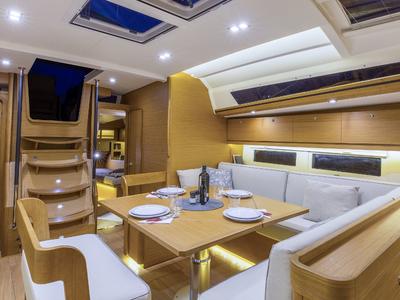 Salon of Sunshine Planet, a Dufour 520 Grand Large sailboat at Marsala, Italy