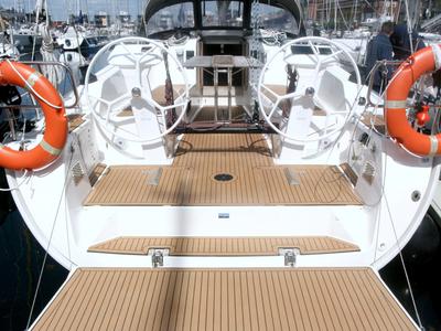 Cockpit of Ventus, a Bavaria Cruiser 41S sailboat at Heiligenhafen, Germany