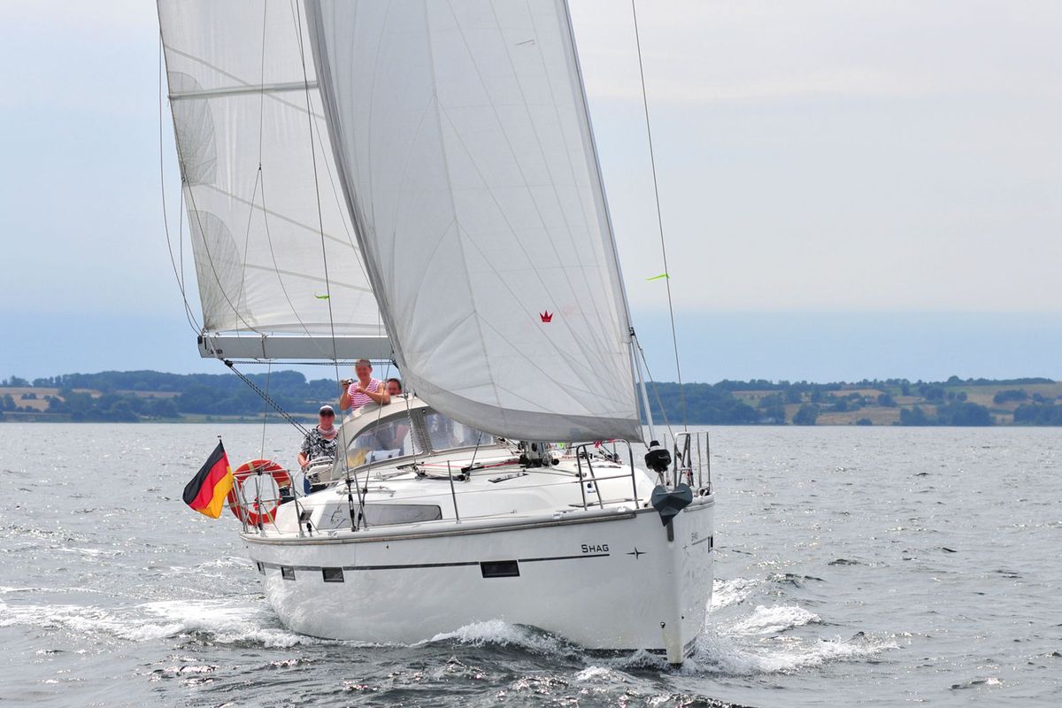 Exterior view of Ventus, a Bavaria Cruiser 41S sailboat at Heiligenhafen, Germany