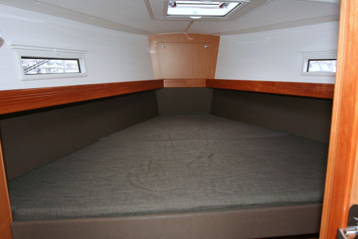 Cabin on Ventus, a Bavaria Cruiser 41S sailboat at Heiligenhafen, Germany