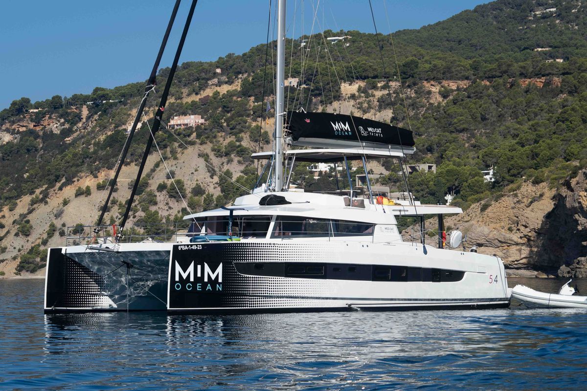 Exterior view of MIM OCEAN 2, a Bali 5.4 catamaran at Port d'Andratx, Spain