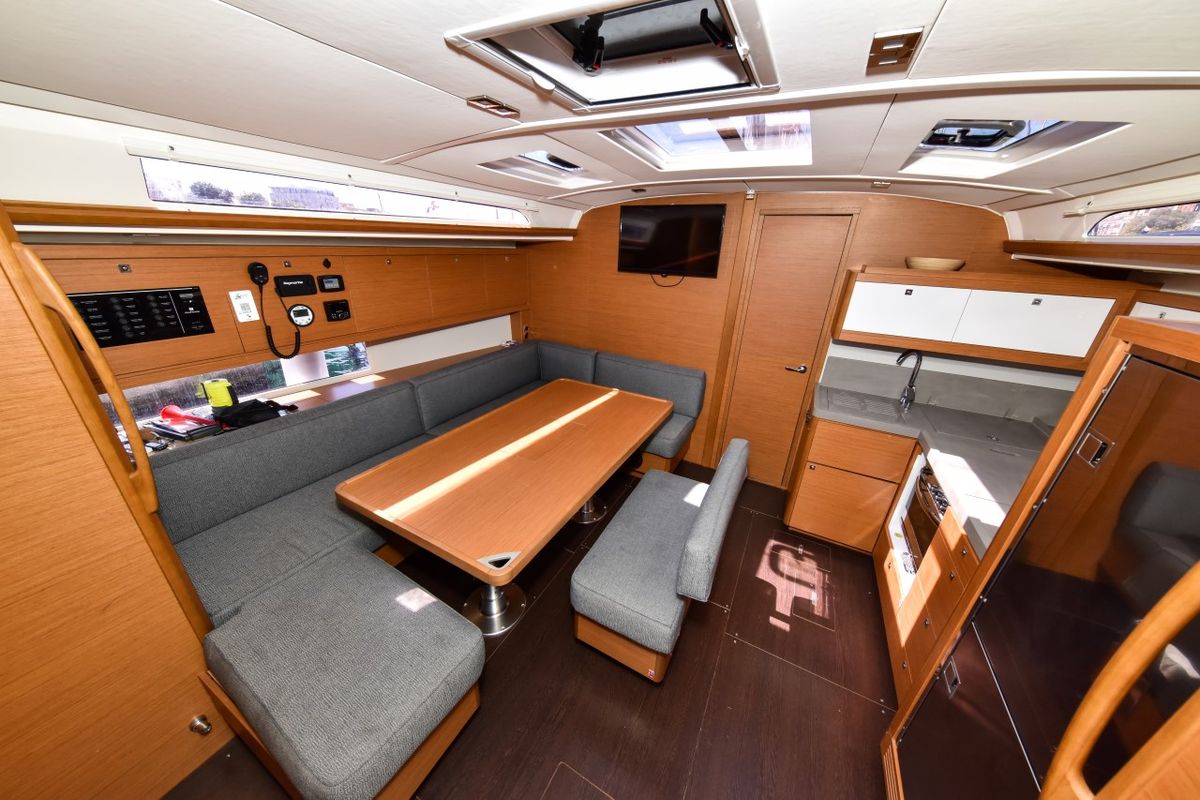 Salon of La Familia, a Dufour 470 sailboat at Zadar, Croatia