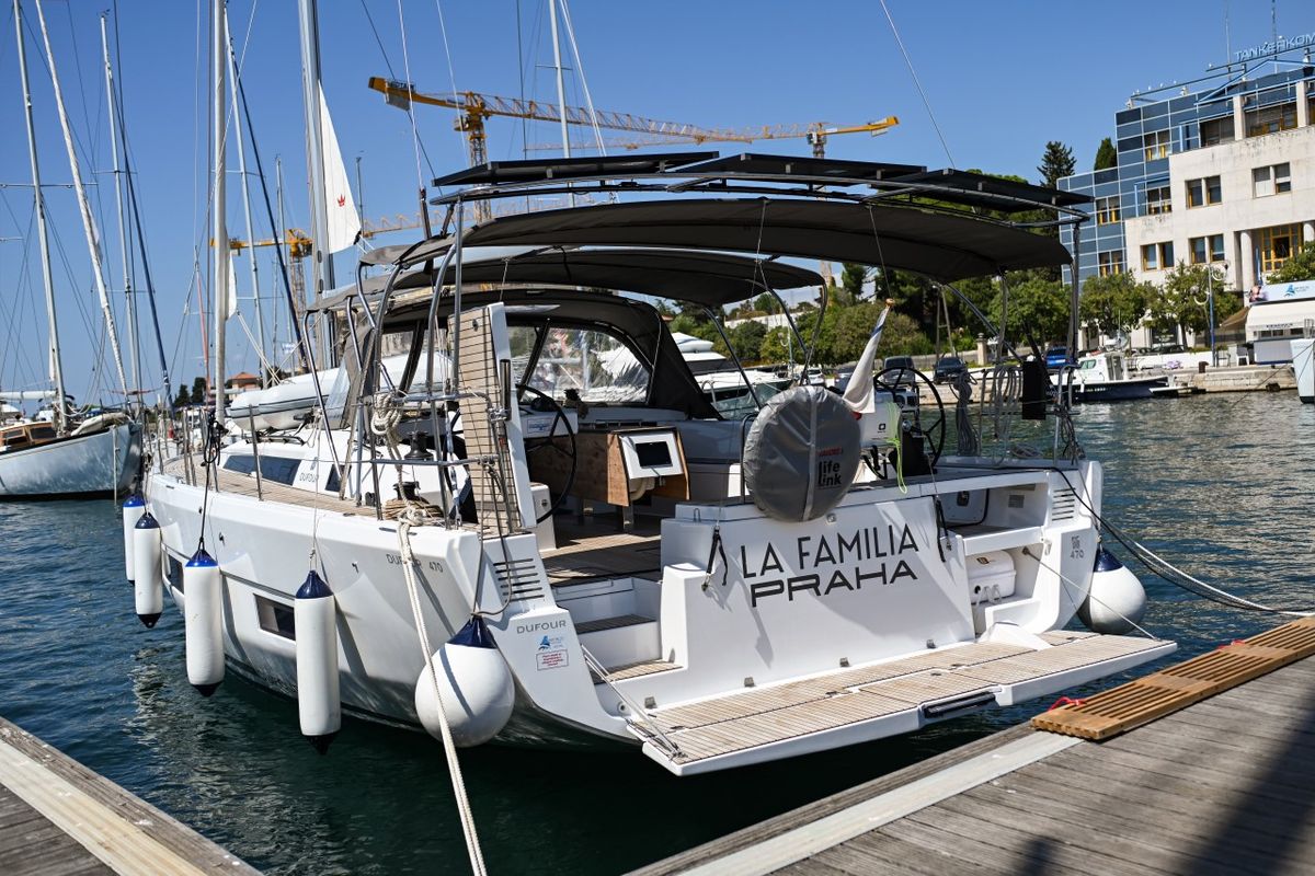 Exterior view of La Familia, a Dufour 470 sailboat at Zadar, Croatia