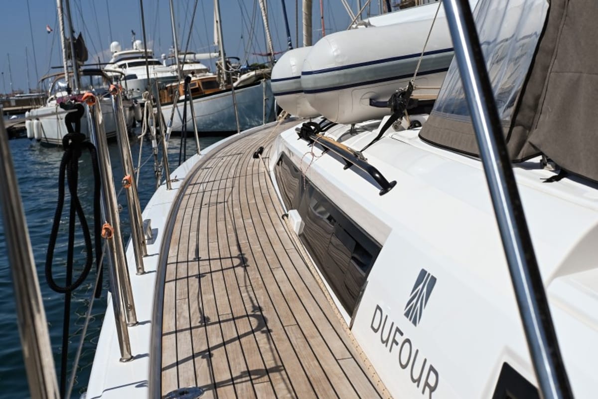 Exterior view of La Familia, a Dufour 470 sailboat at Zadar, Croatia