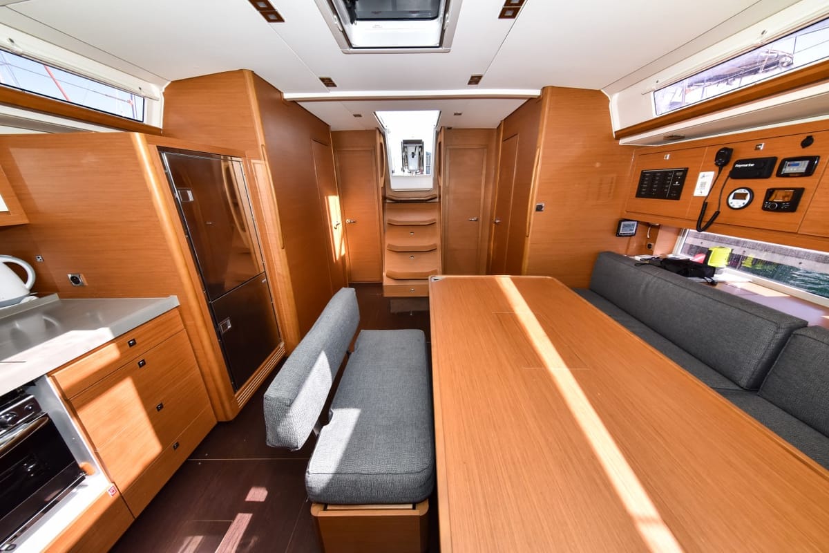 Salon of La Familia, a Dufour 470 sailboat at Zadar, Croatia