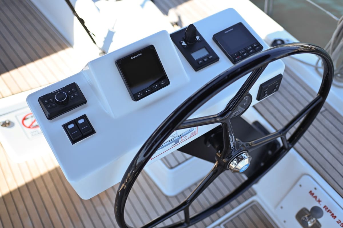 Cockpit of La Familia, a Dufour 470 sailboat at Zadar, Croatia