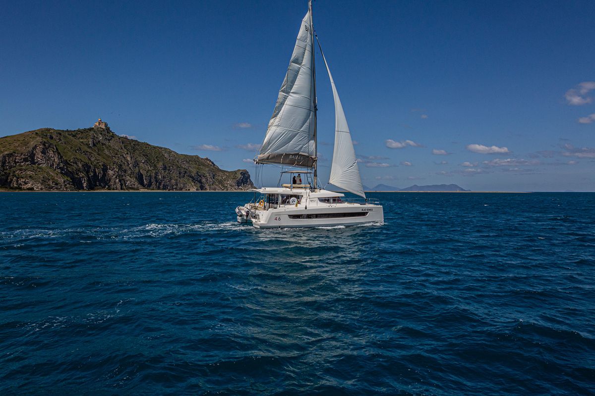 Exterior view of Enea, a Bali 4.6 catamaran at Tonnarella, Italy