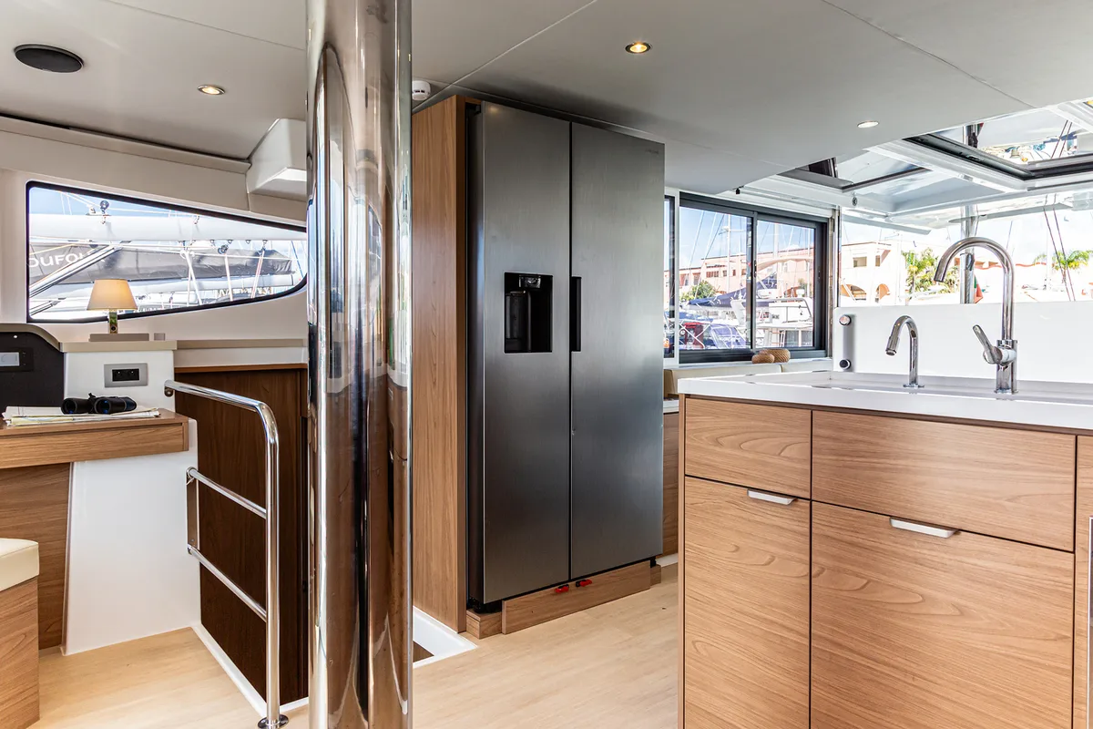 Galley of Enea, a Bali 4.6 catamaran at Tonnarella, Italy