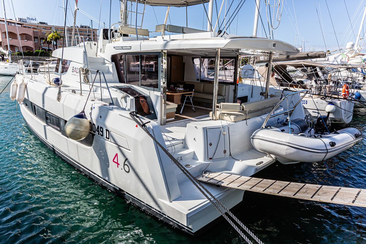 Exterior view of Enea, a Bali 4.6 catamaran at Tonnarella, Italy
