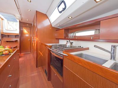 Galley of Sūeno, a Beneteau Oceanis 50 sailboat at Athens, Greece