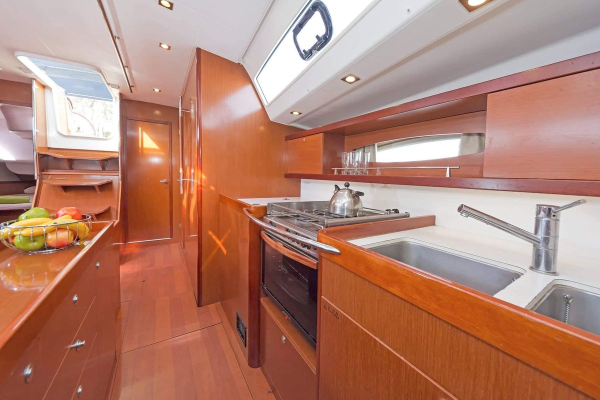 Galley of Sūeno, a Beneteau Oceanis 50 sailboat at Athens, Greece