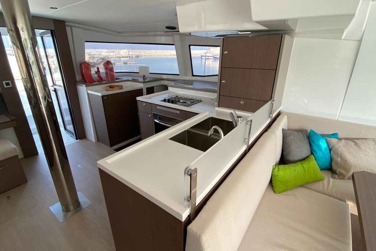 Galley of Terra, a Bali 4.8 catamaran at Olbia, Italy