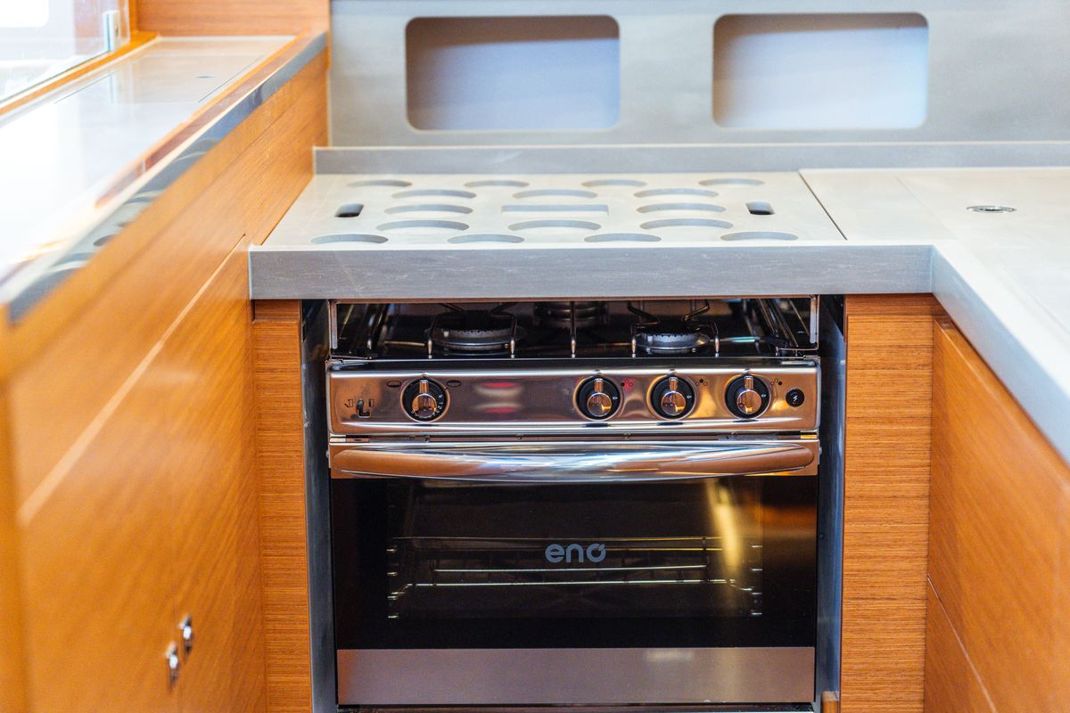 Galley of Vanessa, a Dufour 530 sailboat at Olbia, Italy