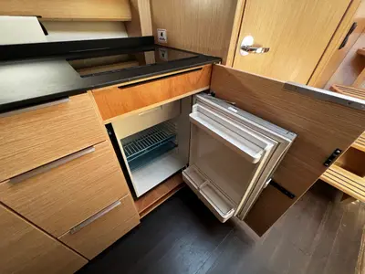 Galley of Rio, a Bavaria 33 Sport HT motorboat at Grad Biograd na Moru, Croatia