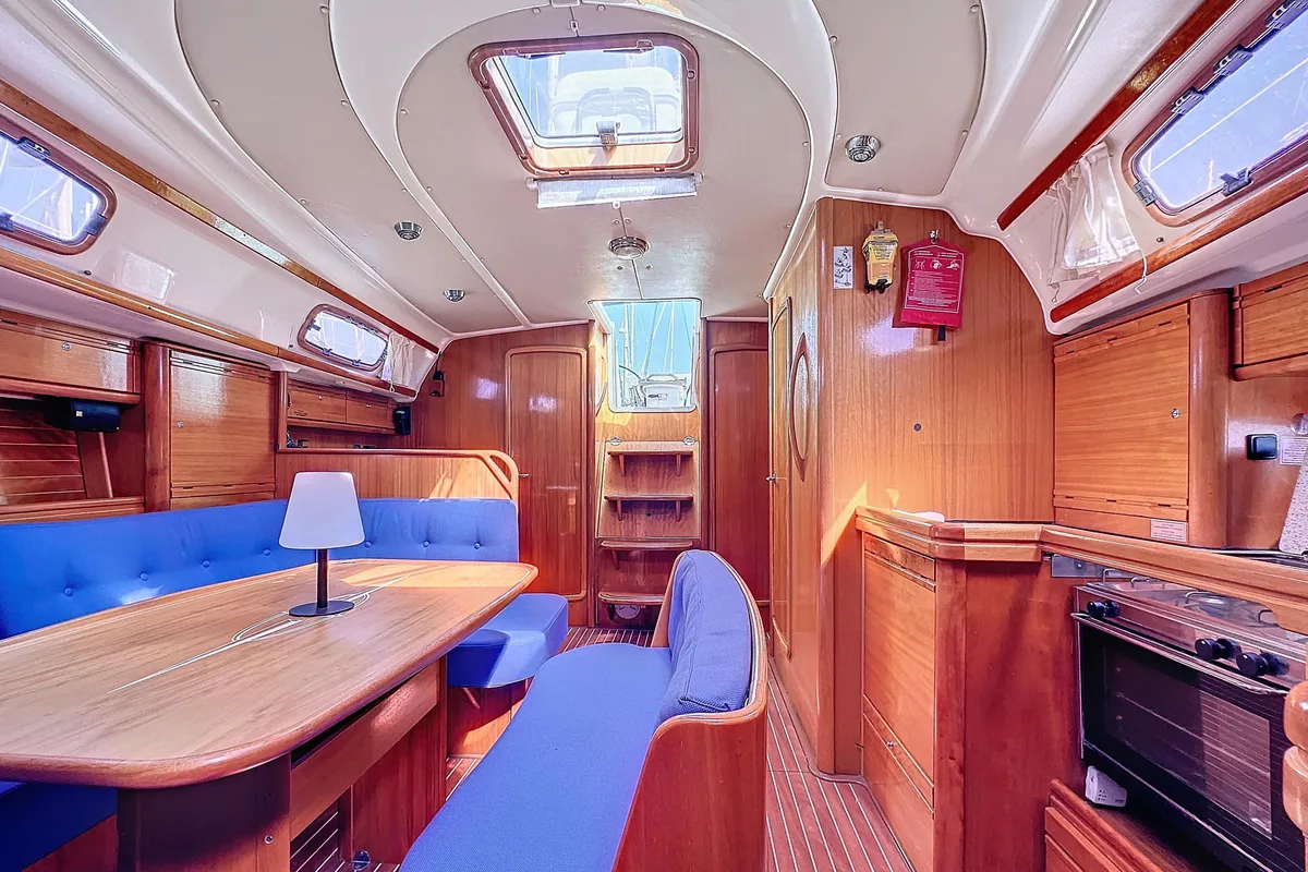 Salon of Okeanis, a Bavaria 42 sailboat at Athens, Greece
