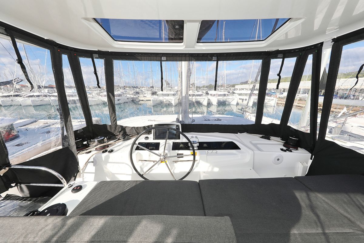 Cockpit of HASTA LA VISTA, a Lagoon 46 catamaran at Općina Sukošan, Croatia