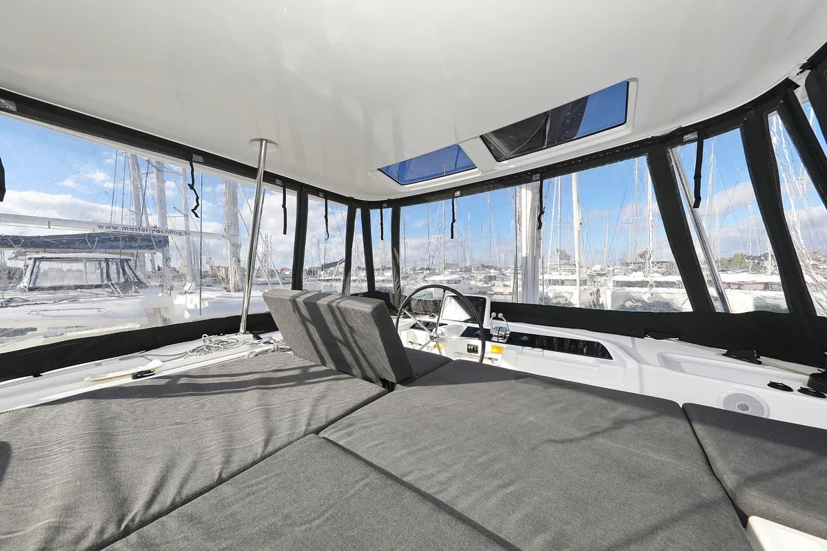 Cockpit of HASTA LA VISTA, a Lagoon 46 catamaran at Općina Sukošan, Croatia