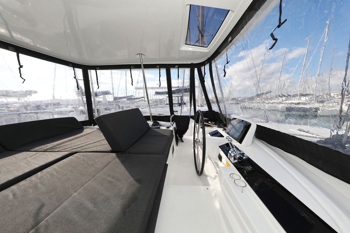 Cockpit of HASTA LA VISTA, a Lagoon 46 catamaran at Općina Sukošan, Croatia