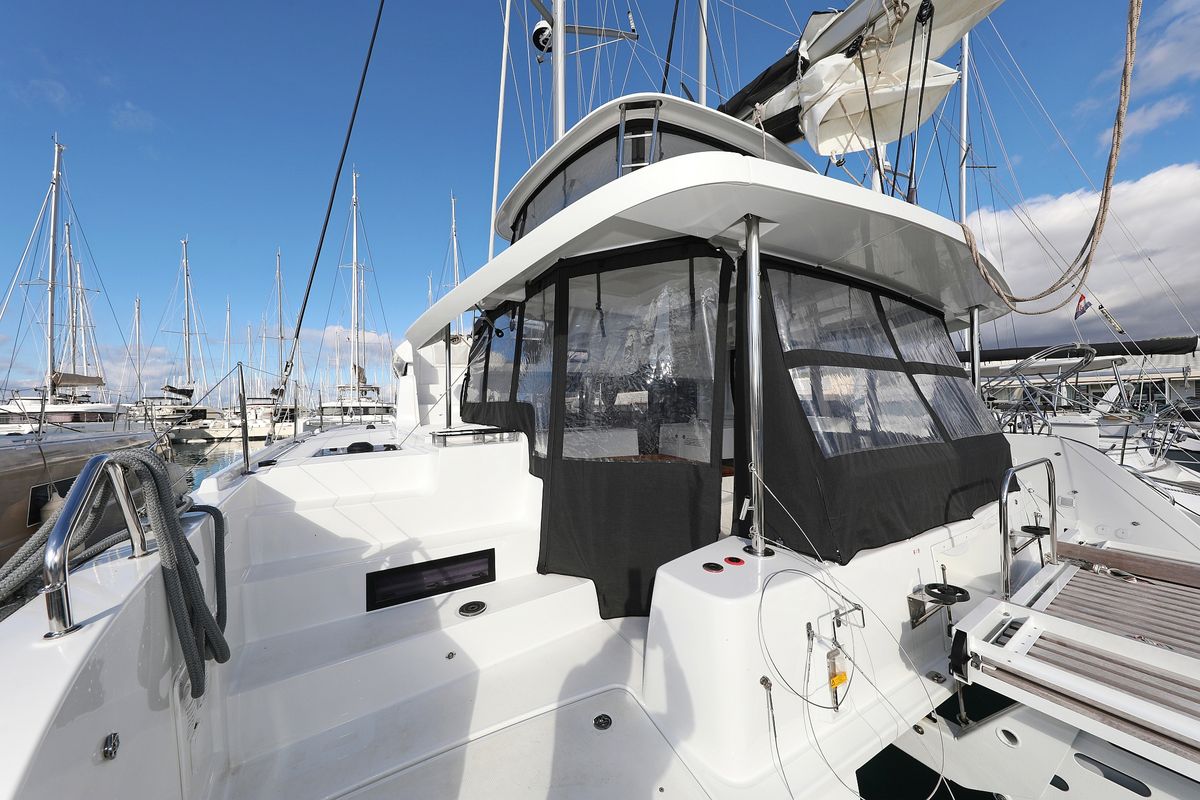 Exterior view of HASTA LA VISTA, a Lagoon 46 catamaran at Općina Sukošan, Croatia