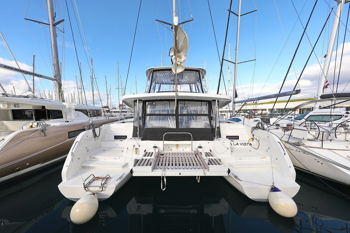 Exterior view of HASTA LA VISTA, a Lagoon 46 catamaran at Općina Sukošan, Croatia