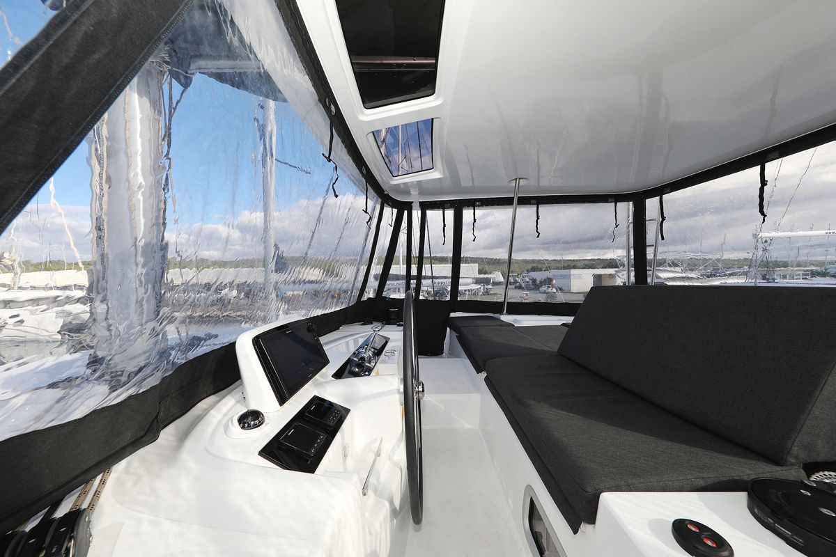 Cockpit of HASTA LA VISTA, a Lagoon 46 catamaran at Općina Sukošan, Croatia